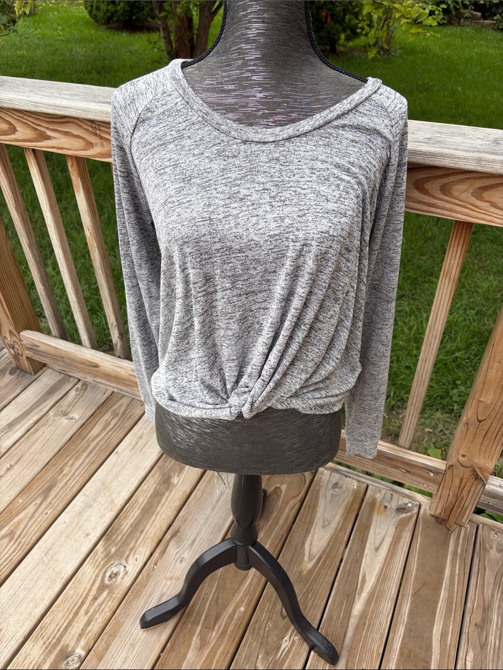 UGG Heather Gray Twist-Front Long Sleeve Pullover